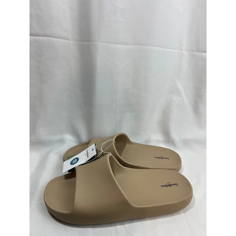 Goodfellow & Co Mens Slide Sandals Tan Beige Ripple Sole Slip On Shoes‎ Size 12